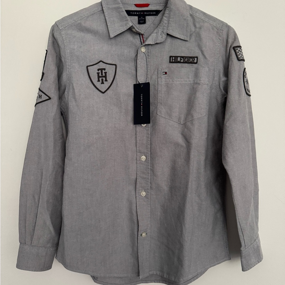 Boys' Tommy Hilfiger Gray Shirt 100% cotton size M (12/14)